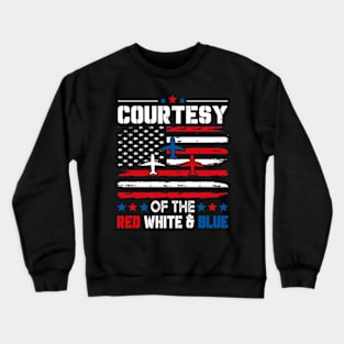 Courtesy Of The Red White And Blue Vintage America US Flag Crewneck Sweatshirt